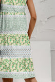 Tiered Printed Round Neck Sleeveless Dress Trendsi