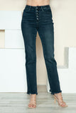 Judy Blue Full Size Button Fly Hem Destroy Straight Jeans - Trendsi