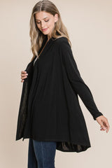 BOMBOM Open Front Long Sleeve Cardigan - Trendsi