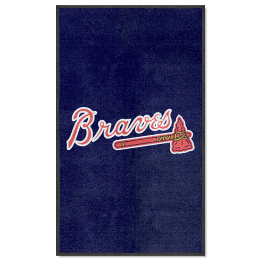 Atlanta Braves 3X5 High-Traffic Mat with Durable Rubber Backing - Portrait Orientation - Atlanta Braves