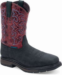 Old West Black Distress Foot Burnt Red Shaft Men's Work Boots - Old West