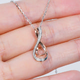 925 Sterling Silver Inlaid Moissanite Infinity Pendant Necklace Trendsi