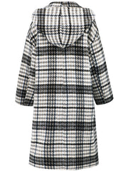 Plaid Double-Breasted Long Sleeve Longline Coat