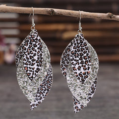 PU Leather Leopard Leaf Earrings - Trendsi