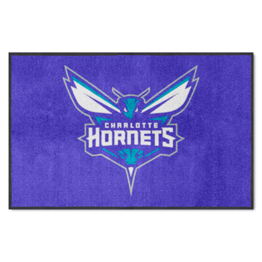 Charlotte Hornets 4X6 High-Traffic Mat with Durable Rubber Backing - Landscape Orientation - Charlotte Hornets