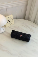 Bow Embroidered Quilted Storage Bag