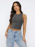 Round Neck Cropped Tank - Trendsi