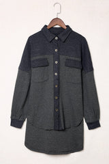 Waffle Knit Button Up Drop Shoulder Jacket