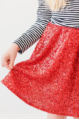 Red Sequin Twirl Skort