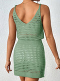 Openwork V-Neck Sleeveless Cover Up Dress - Trendsi