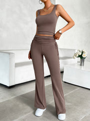 Square Neck Tank and Drawstring Pants Set Trendsi