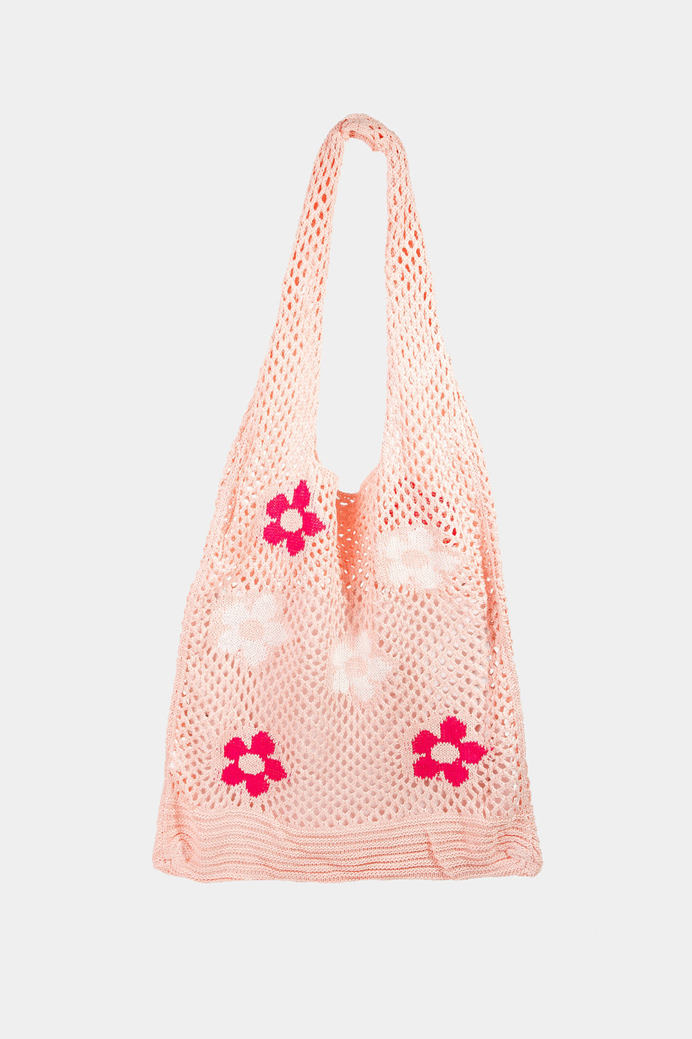 Fame Flower Pattern Knitted Tote Bag Trendsi