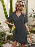 V-Neck Short Sleeve Mini Dress - Flyclothing LLC