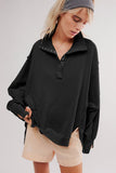 Exposed Seam Side Slit Long Sleeve Sweatshirt - Trendsi