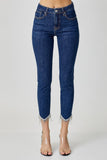 RISEN Full Size Embellished Mid Rise Crop Skinny Jeans - Trendsi