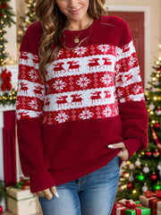 Christmas Element Round Neck Long Sleeve Sweatshirt