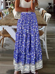 Full Size Tiered Printed Elastic Waist Skirt Trendsi