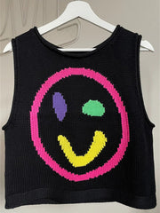 Smiley Round Neck Sweater Vest