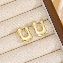 18K Gold-Plated Bubble Letter Stud Earrings - Trendsi