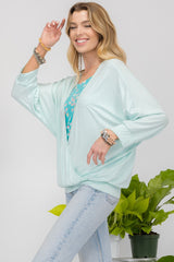 Celeste Full Size Floral Round Neck Top with Two Layer Detail - Trendsi