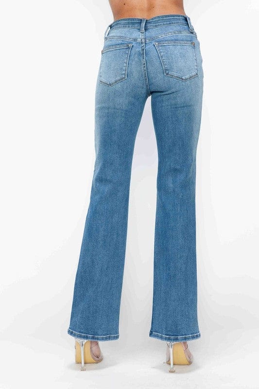 bytos Full Size Cat's Whiskers Mid Rise Bootcut Jeans - Trendsi