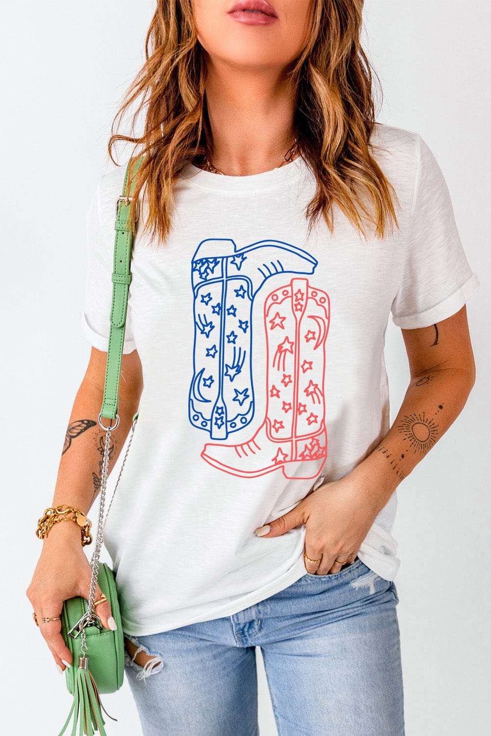 Boot Graphic Round Neck Short Sleeve T-Shirt - Trendsi