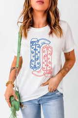 Boot Graphic Round Neck Short Sleeve T-Shirt - Trendsi