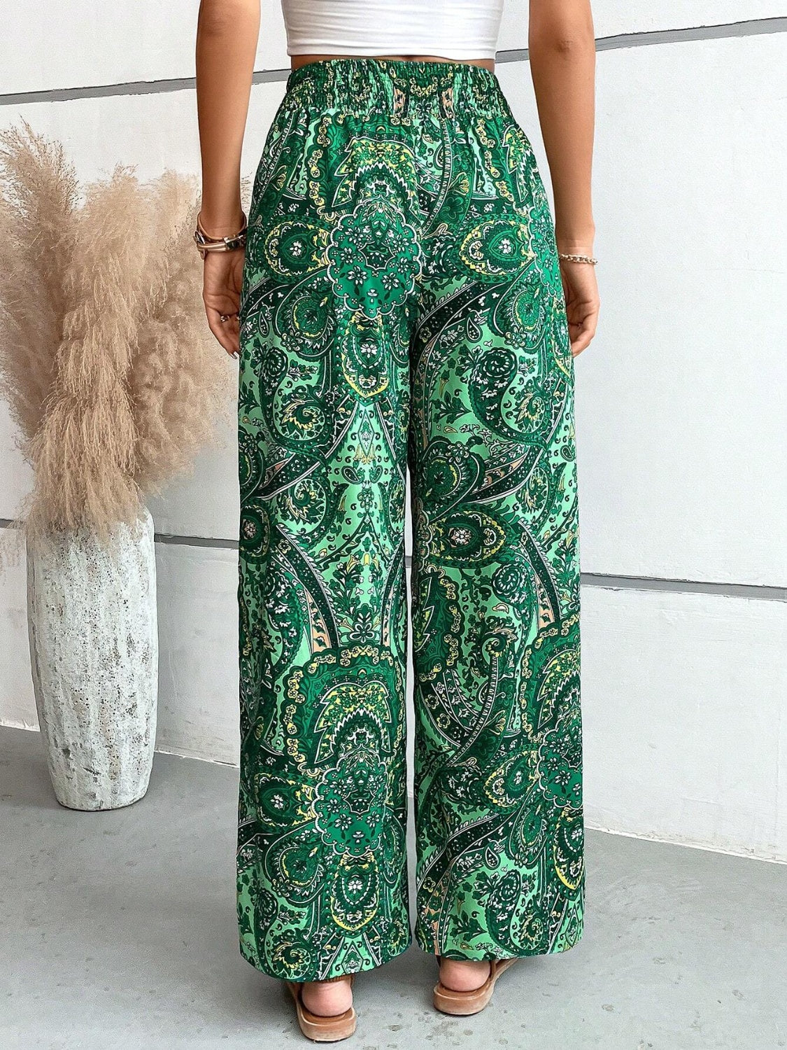 Printed Wide Leg Pants Trendsi