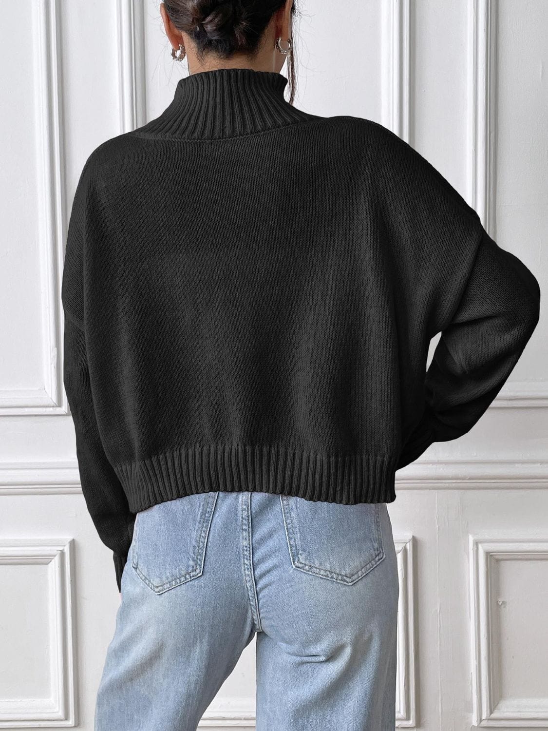 Bow Turtleneck Long Sleeve Sweater - Trendsi