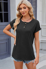 Round Neck Short Sleeve T-Shirt Trendsi