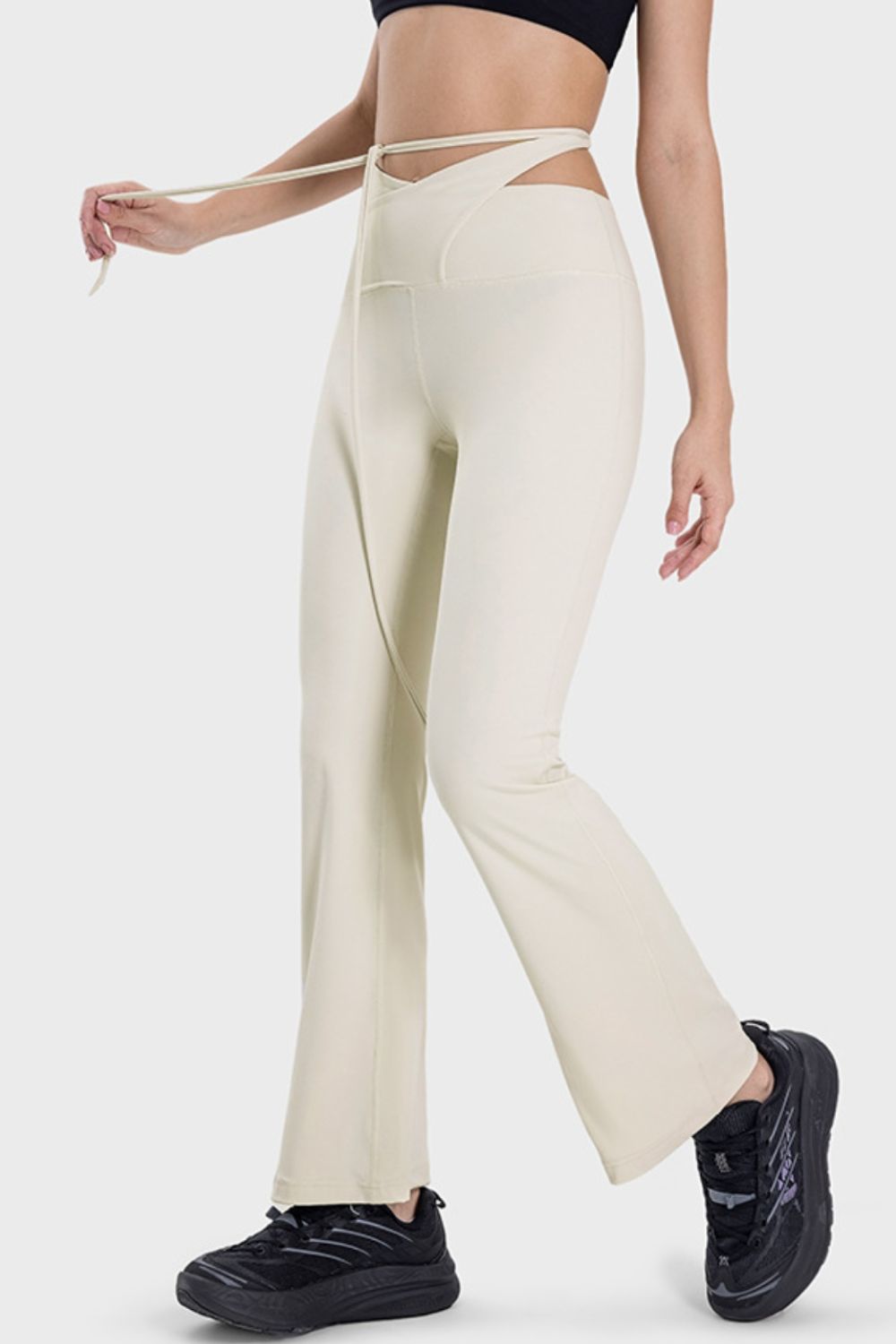 Tied Mid-Rise Waist Active Pants - Flyclothing LLC