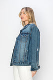 RISEN Full Size Distressed Button Up Jacket - Trendsi