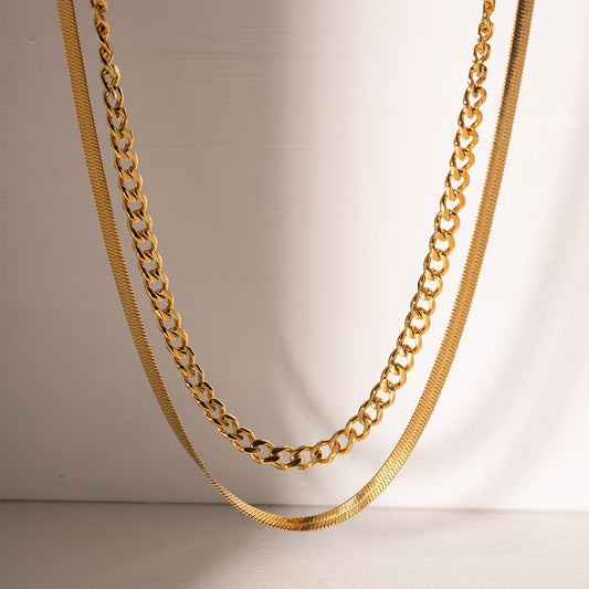 18K Gold-Plated Double Layered Necklace - Trendsi