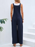 Full Size Square Neck Wide Strap Overalls - Trendsi