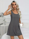 Full Size Scoop Neck Wide Strap Mini Dress - Trendsi