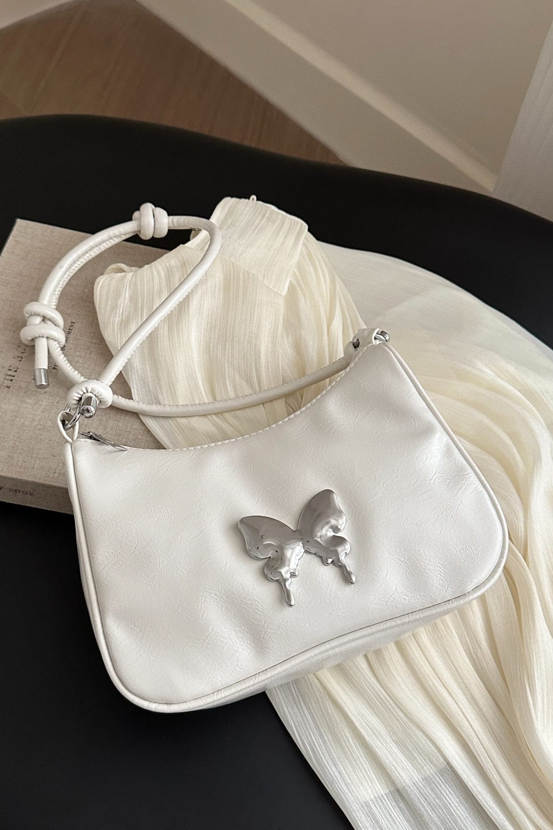 Butterfly PU Leather Knotted Strap Shoulder Bag - Trendsi