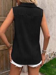 Button Up Collared Neck Tank Trendsi