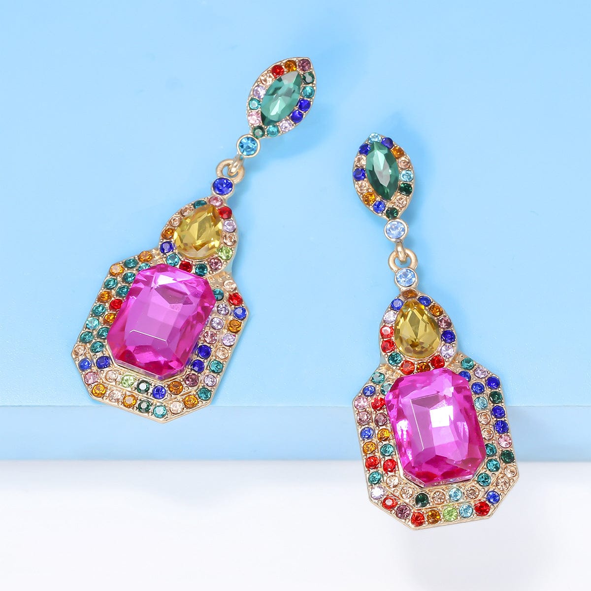 Alloy Rhinestone Dangle Earrings - Trendsi