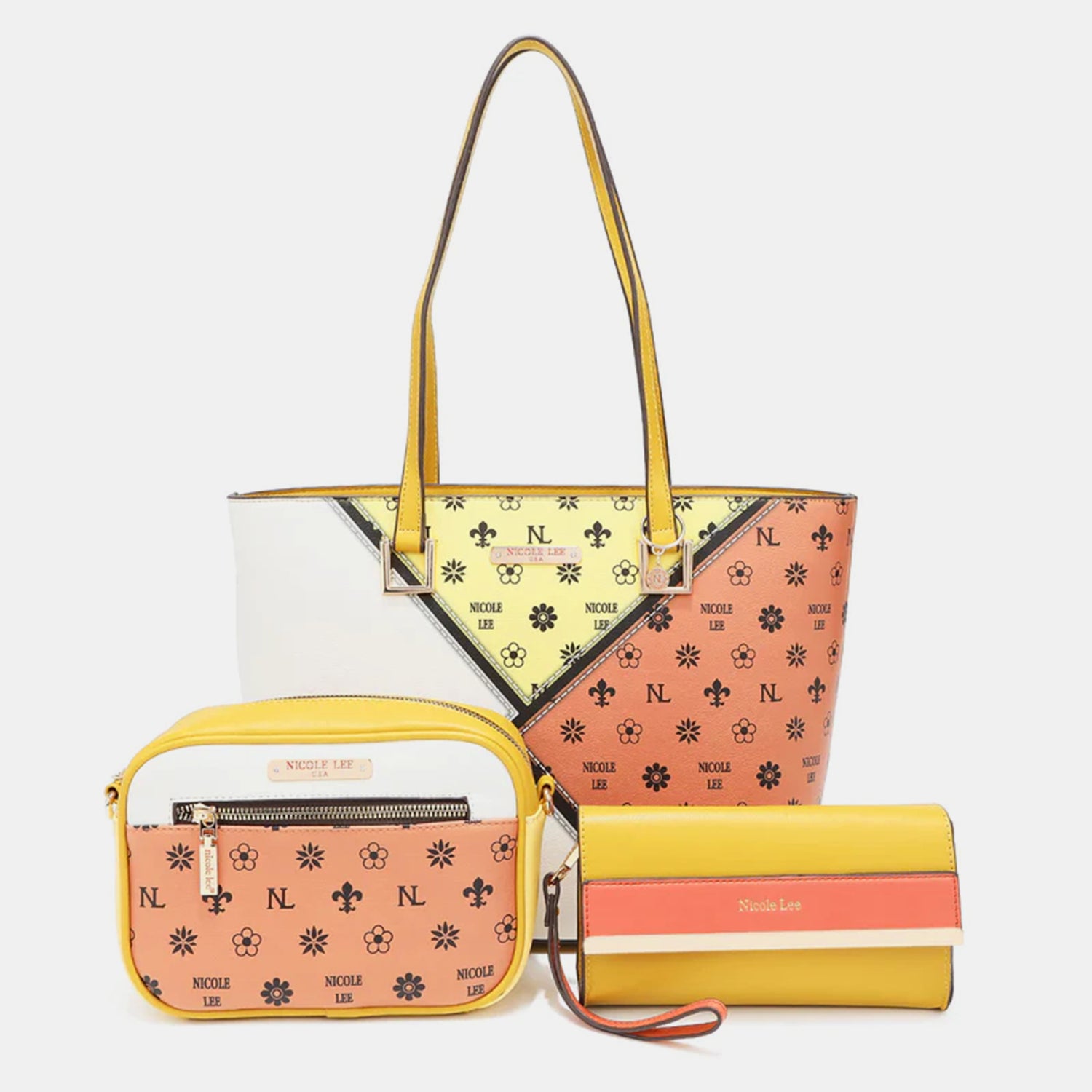 Nicole Lee USA 3-Piece Color Block Handbag Set - Flyclothing LLC