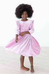 Carnation Pink Velvet Ruffle Twirl Dress - Mila & Rose ®