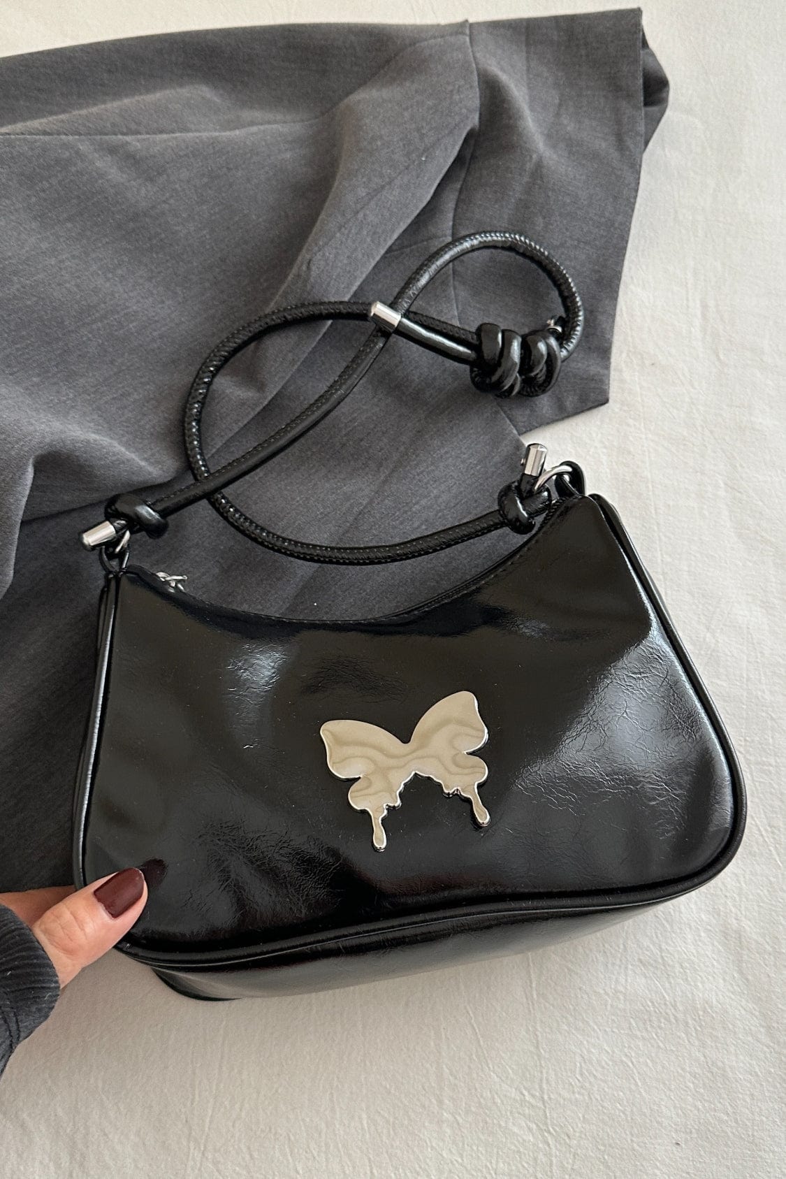 Butterfly PU Leather Knotted Strap Shoulder Bag - Trendsi