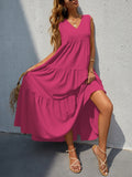 Tiered V-Neck Sleeve Dress - Flyclothing LLC