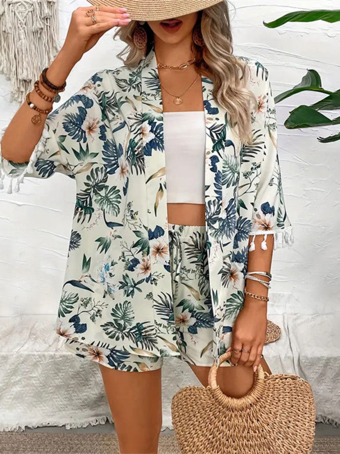 Printed Half Sleeve Top and Shorts Set - Trendsi