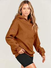 Dropped Shoulder Long Sleeve Hoodie - Trendsi