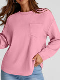 Full Size Texture Round Neck Long Sleeve Sweatshirt - Trendsi