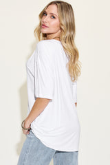 Basic Bae Full Size Bamboo V-Neck Drop Shoulder T-Shirt Trendsi