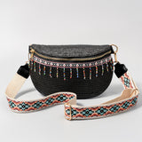 Bead Trim Straw Weave Crossbody Bag Trendsi