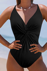 Twisted Crisscross V-Neck One-Piece Swimwear Trendsi