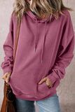 Drawstring Dropped Shoulder Long Sleeve Hoodie - Trendsi