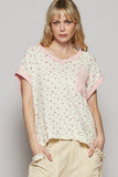 POL Floral V-Neck Short Sleeve T-Shirt